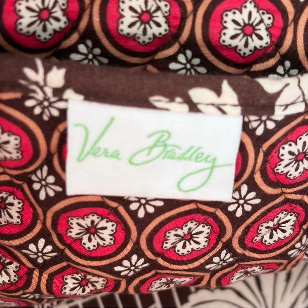 Vera Bradley Quilted Small Duffel Weekender Brown Floral Zip Top